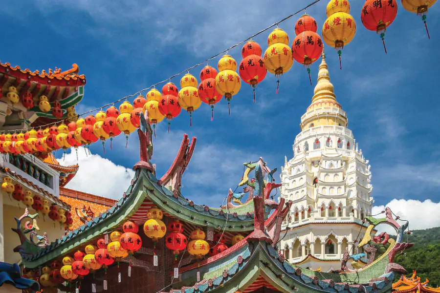 buildings with traditional Chinese architecture and a pagoda