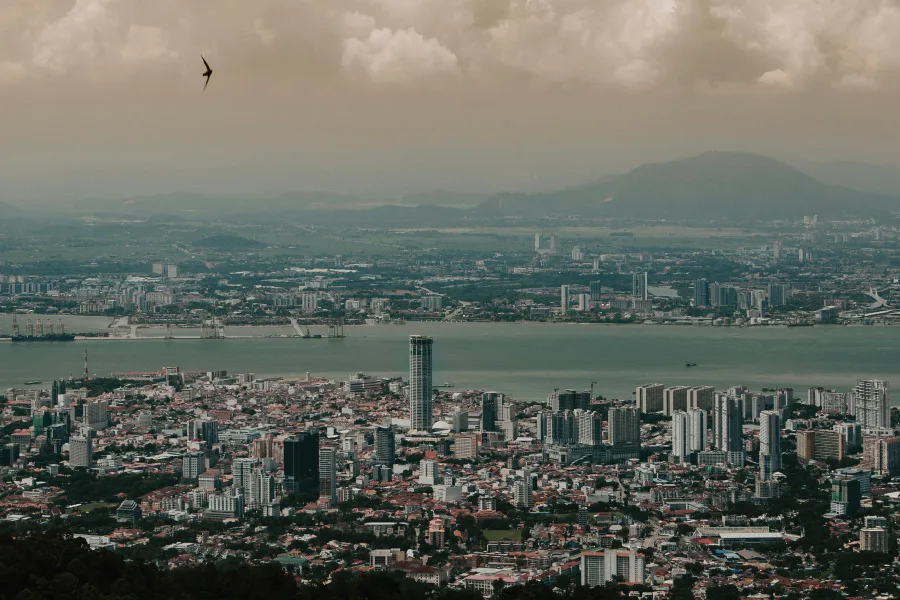 aerial view of a city and its buildings