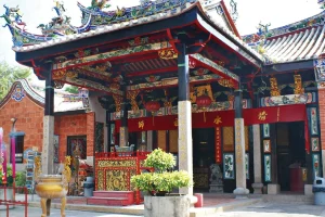 the facade of a temple with traditional chinese architecture